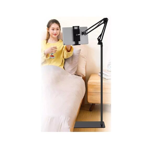 Tablet Floor Stand, 360-degree Rotatable Metal Tablet Stand Holder, Adjustable - Picture 1 of 7